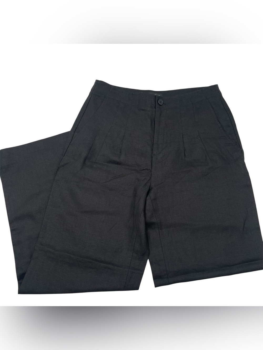 Banana Republic Pleated Linen Pant Women’s 10 Straight-Leg Black Workwear New